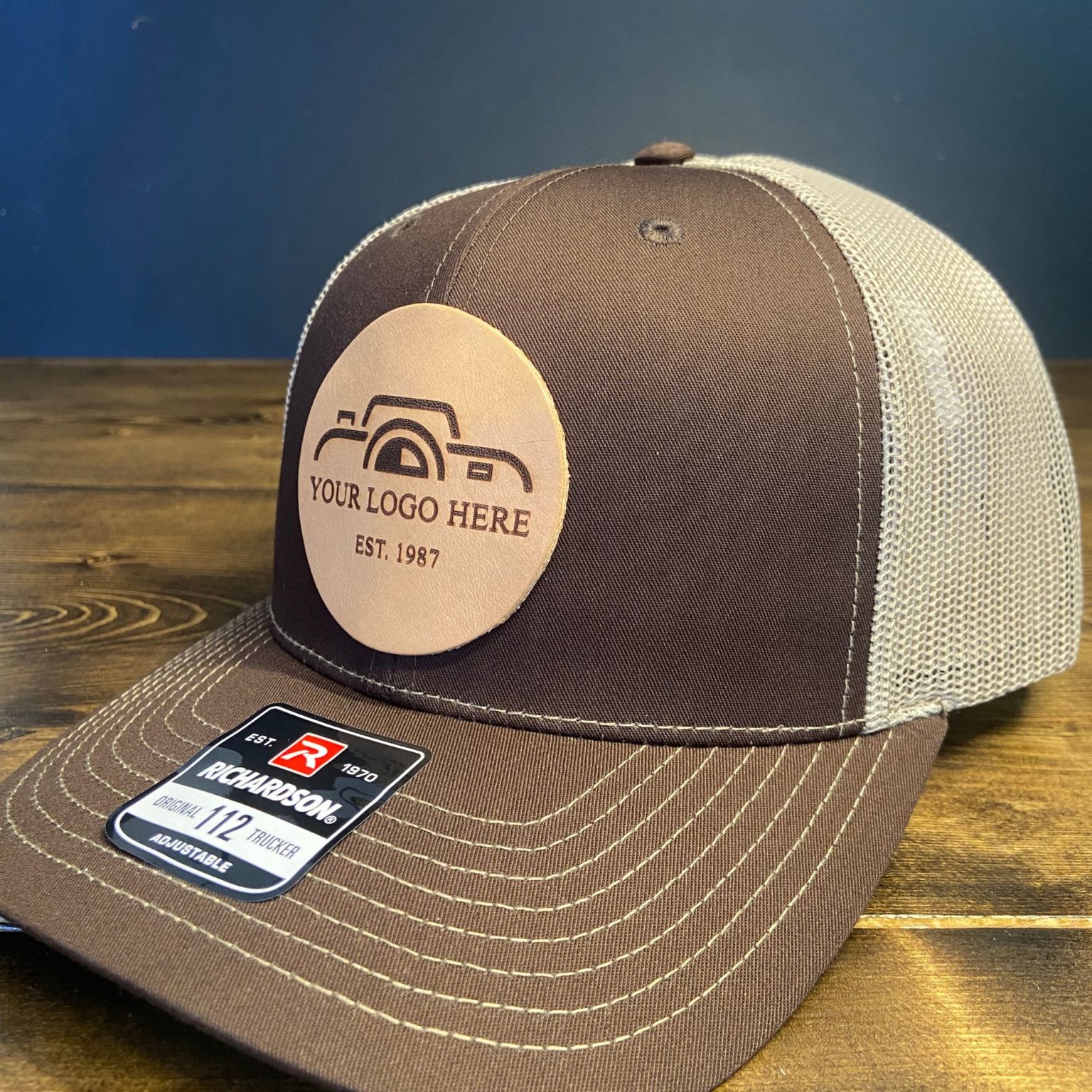 Richardson 112 Custom Brown & Khaki Trucker Hat - Personalized - Oxbow ...