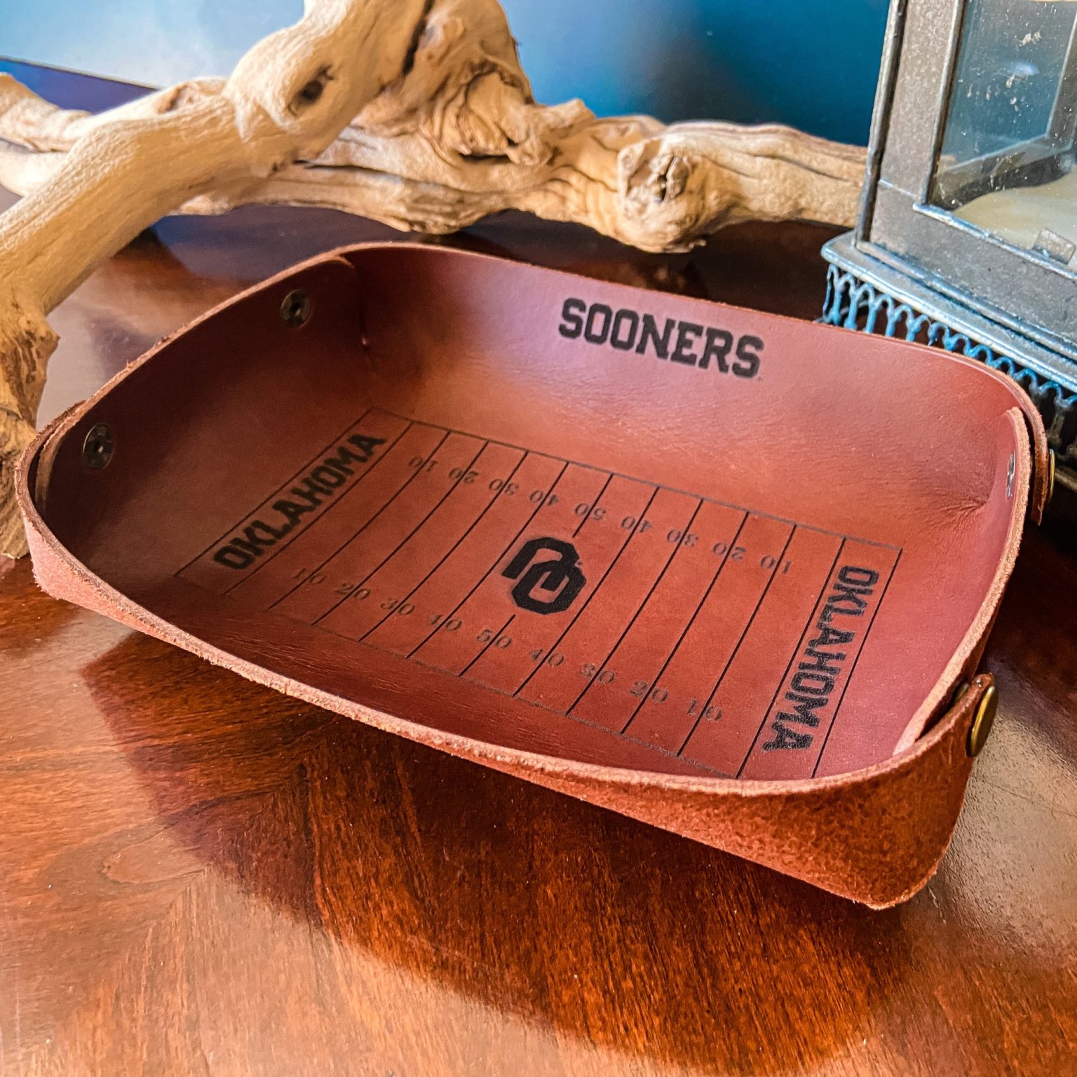 University of Oklahoma Valet Catch All Stadium Tray Oxbow Leather