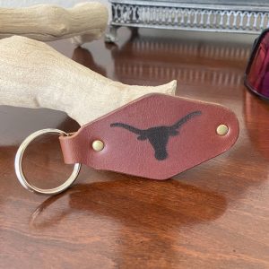Texas Longhorn Leather Keychain
